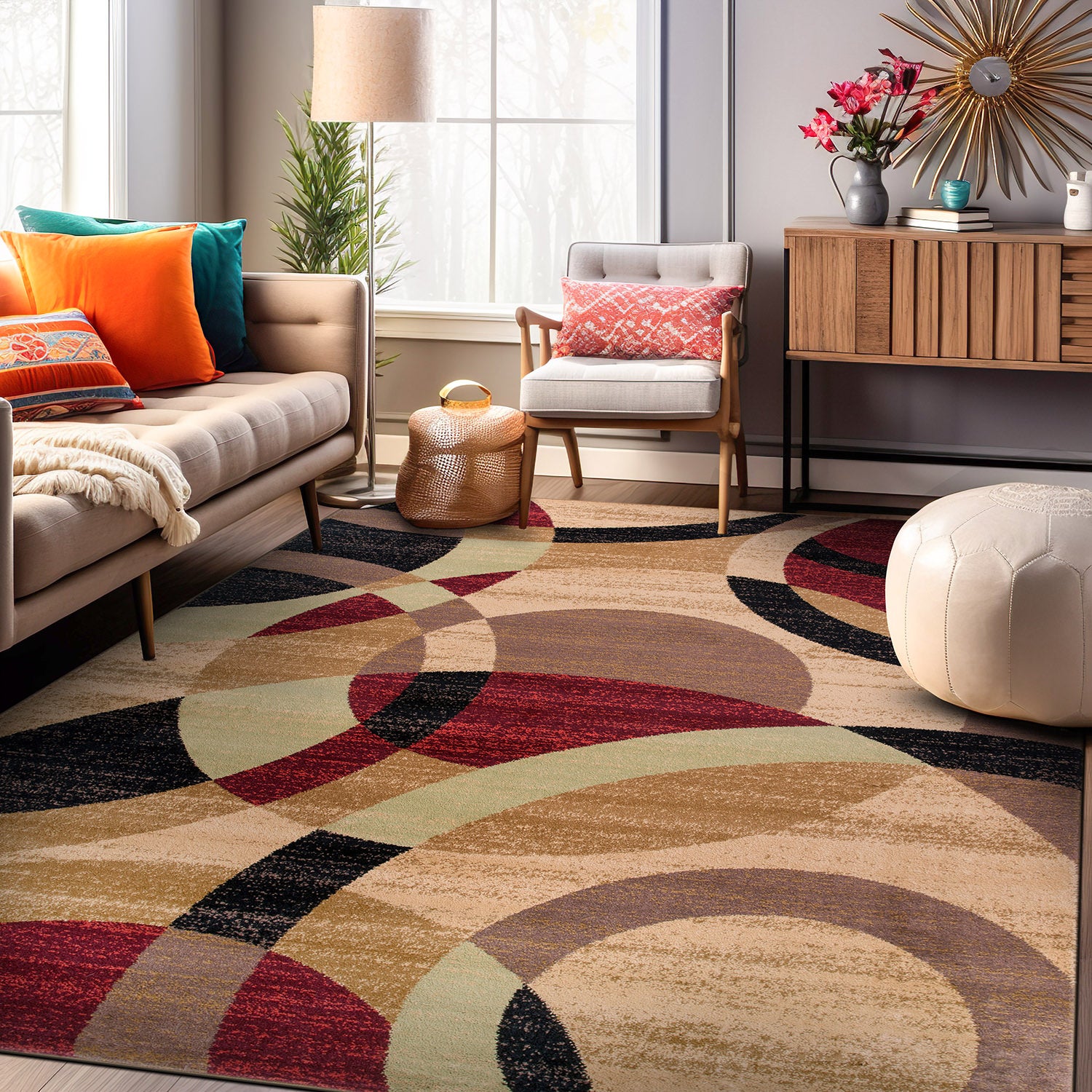 Geometric Circles Area Rug