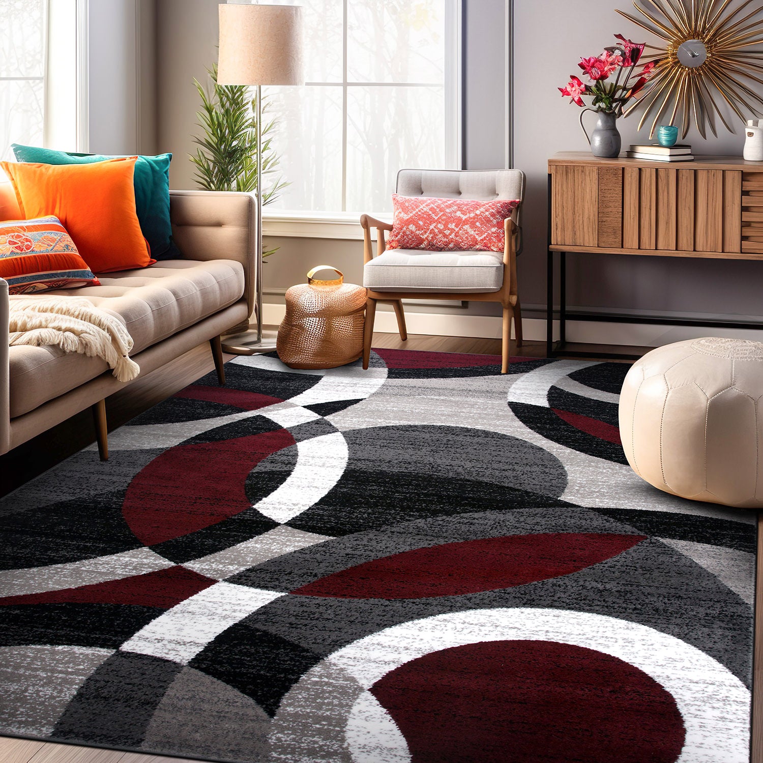 Geometric Circles Area Rug