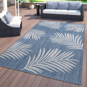 Contemporary Palm Leaves Textured Flat Weave Indoor/Outdoor Area Rug