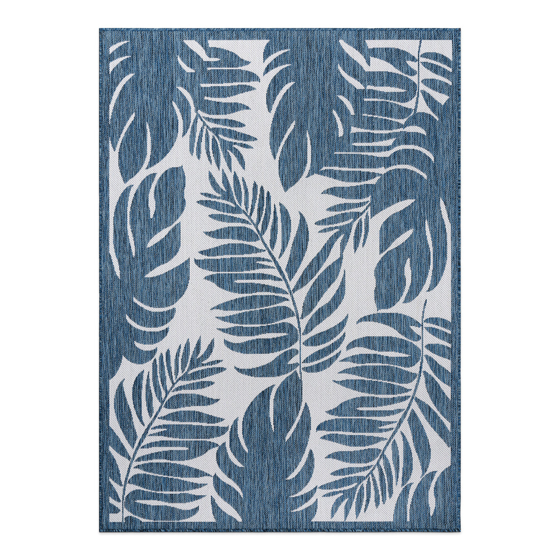 Floral Leaves Textured Flat Weave Indoor/Outdoor Area Rug