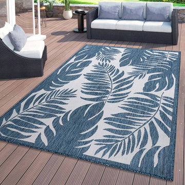 Floral Leaves Textured Flat Weave Indoor/Outdoor Area Rug