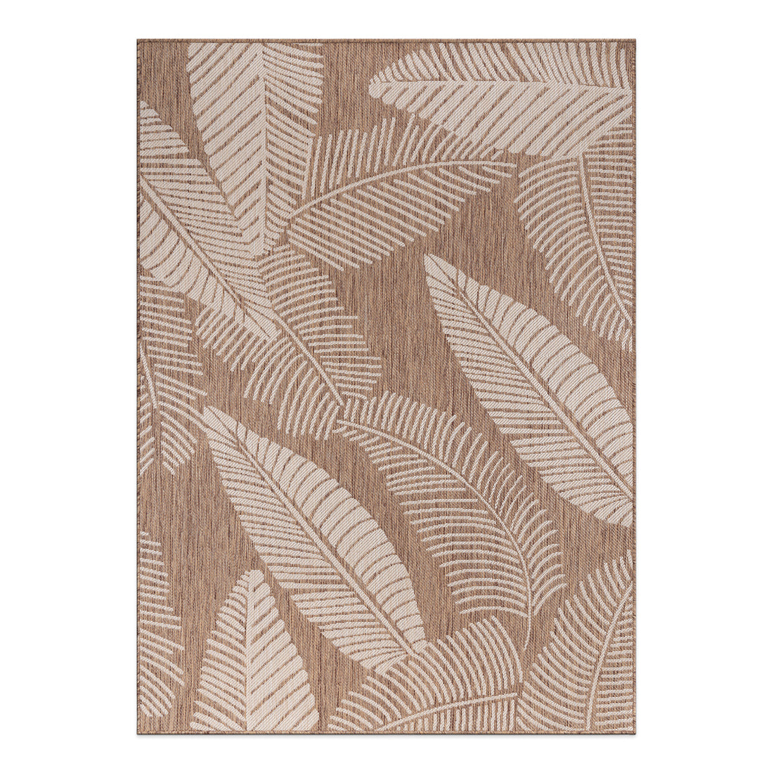 Distressed Palm Leaves Textured Flat Weave Indoor/Outdoor Area Rug