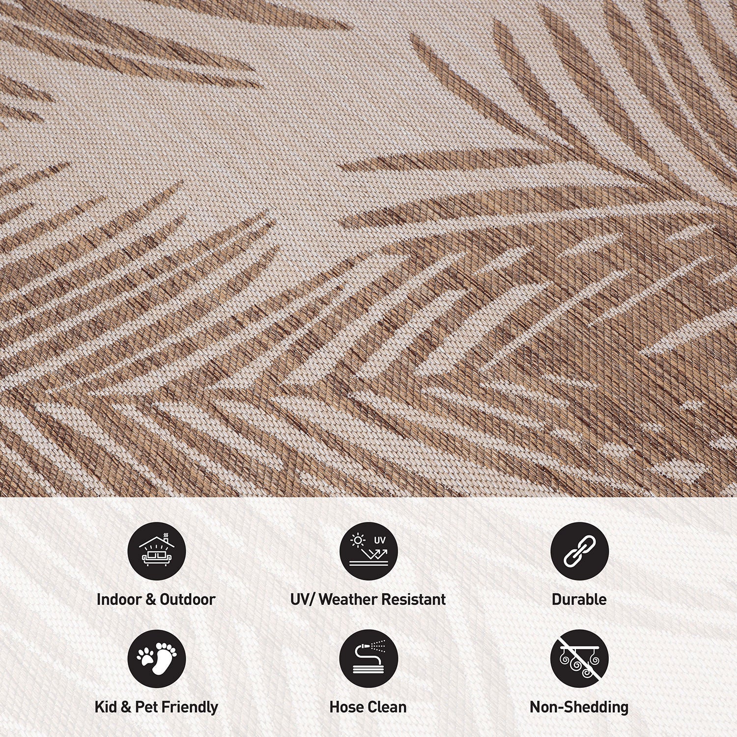 Contemporary Distressed Leaves Textured Flat Weave Indoor/Outdoor Area Rug
