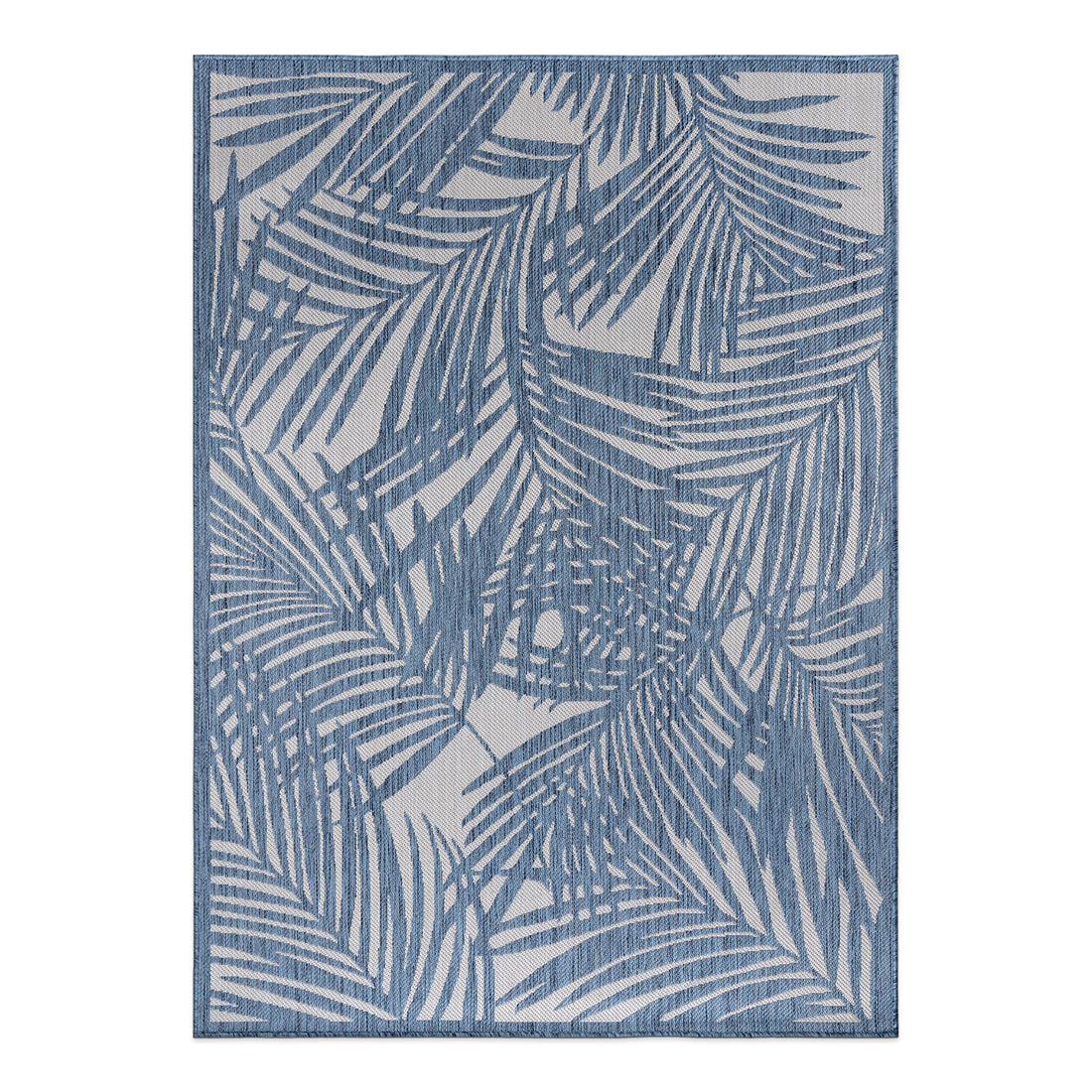 Contemporary Palm Leaf Textured Flat Weave Indoor/Outdoor Area Rug