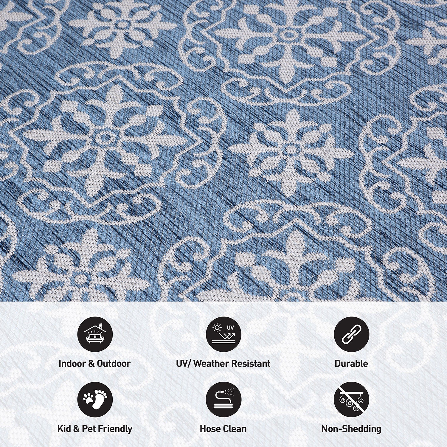 Transitional Geometric Textured Flat Weave Indoor/Outdoor Area Rug