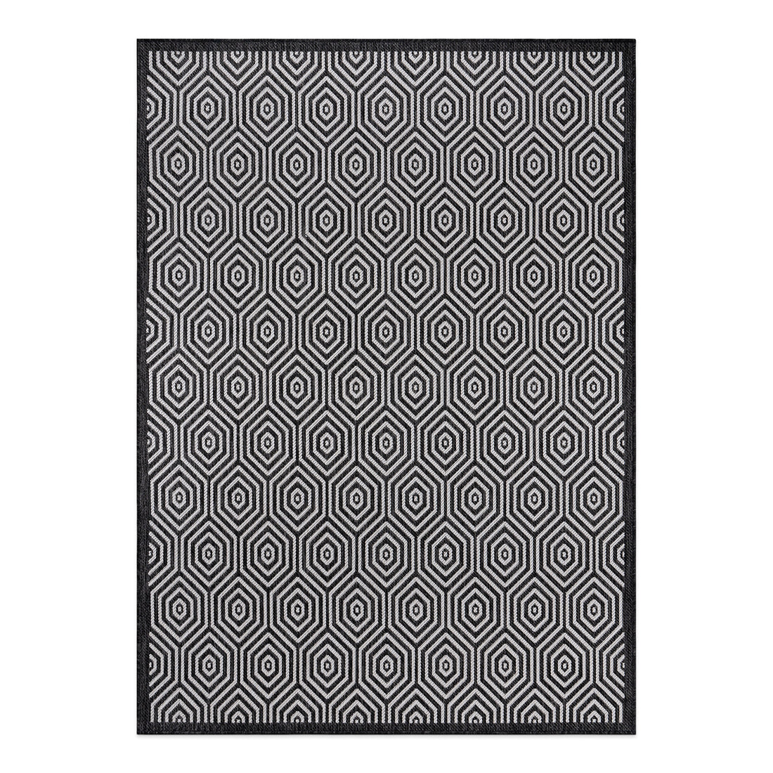 Modern Geometric Textured Flat Weave Indoor/Outdoor Area Rug