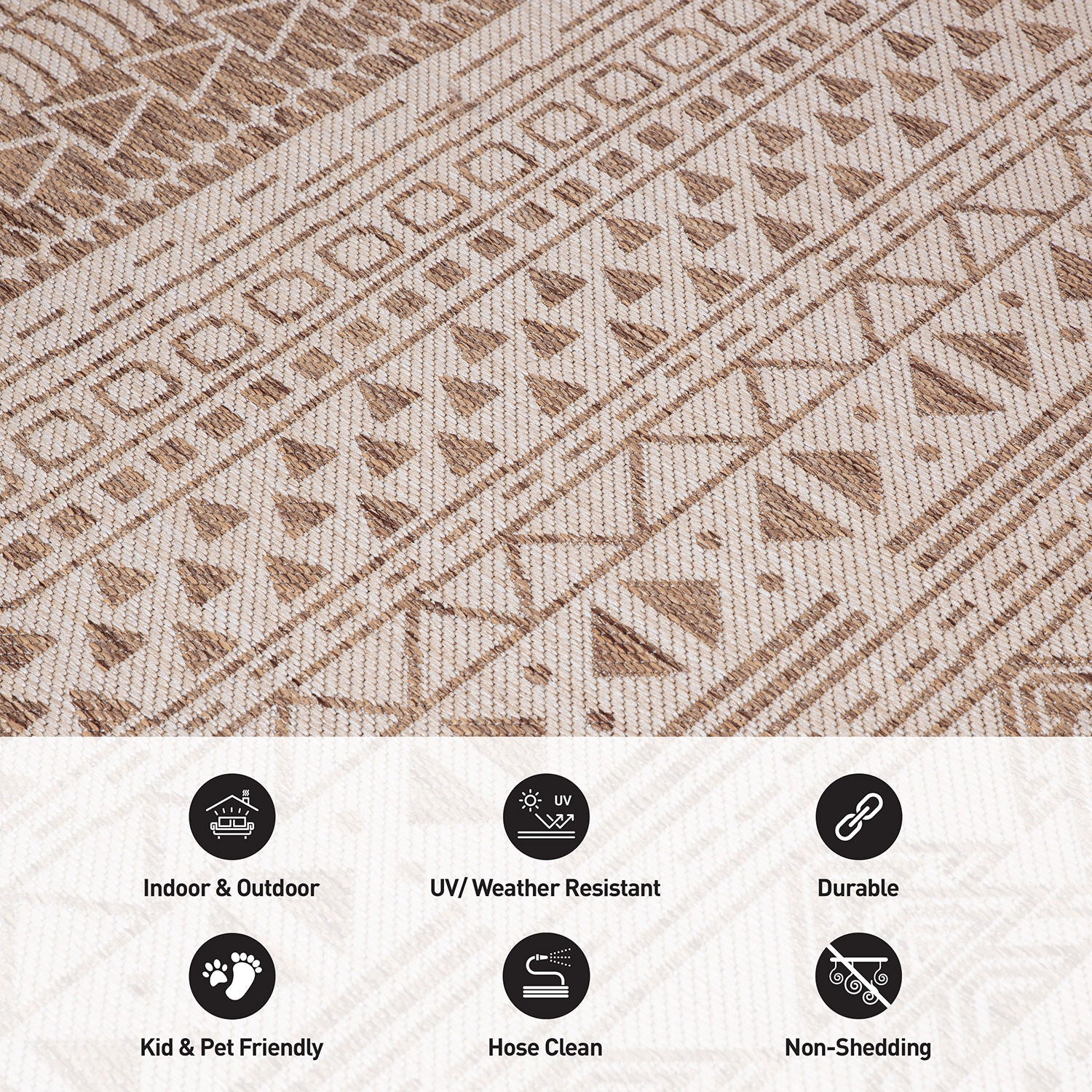 Contemporary Geometric Bohemian Textured Flat Weave Indoor/Outdoor Area Rug