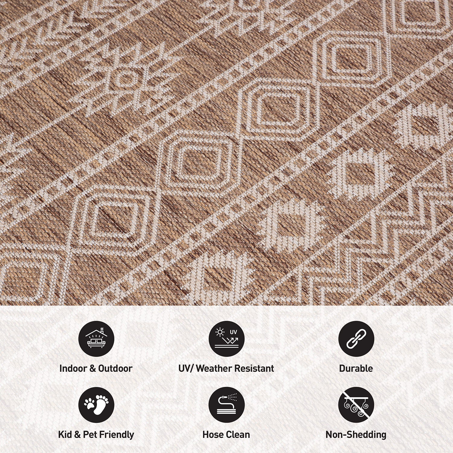 Geometric Boho Textured Flat Weave Indoor/Outdoor Area Rug