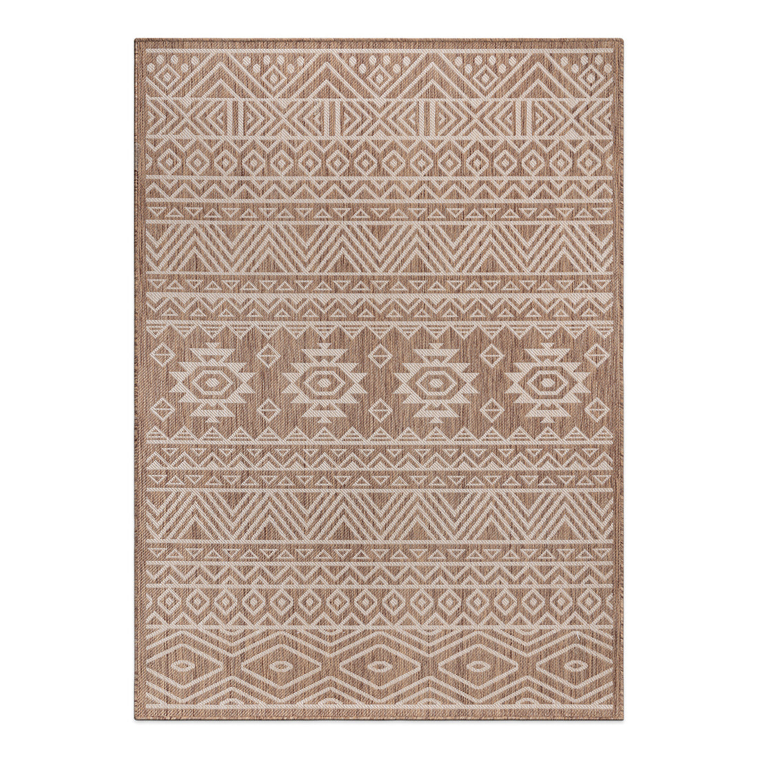 Distressed Geometric Bohemian Textured Flat Weave Indoor/Outdoor Area Rug