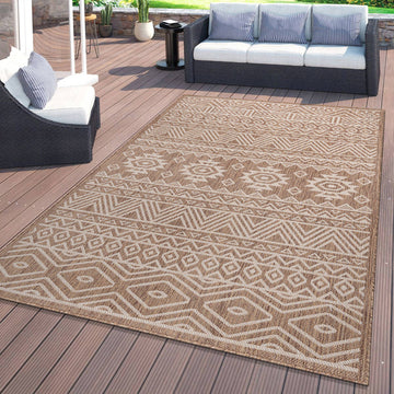 Distressed Geometric Bohemian Textured Flat Weave Indoor/Outdoor Area Rug