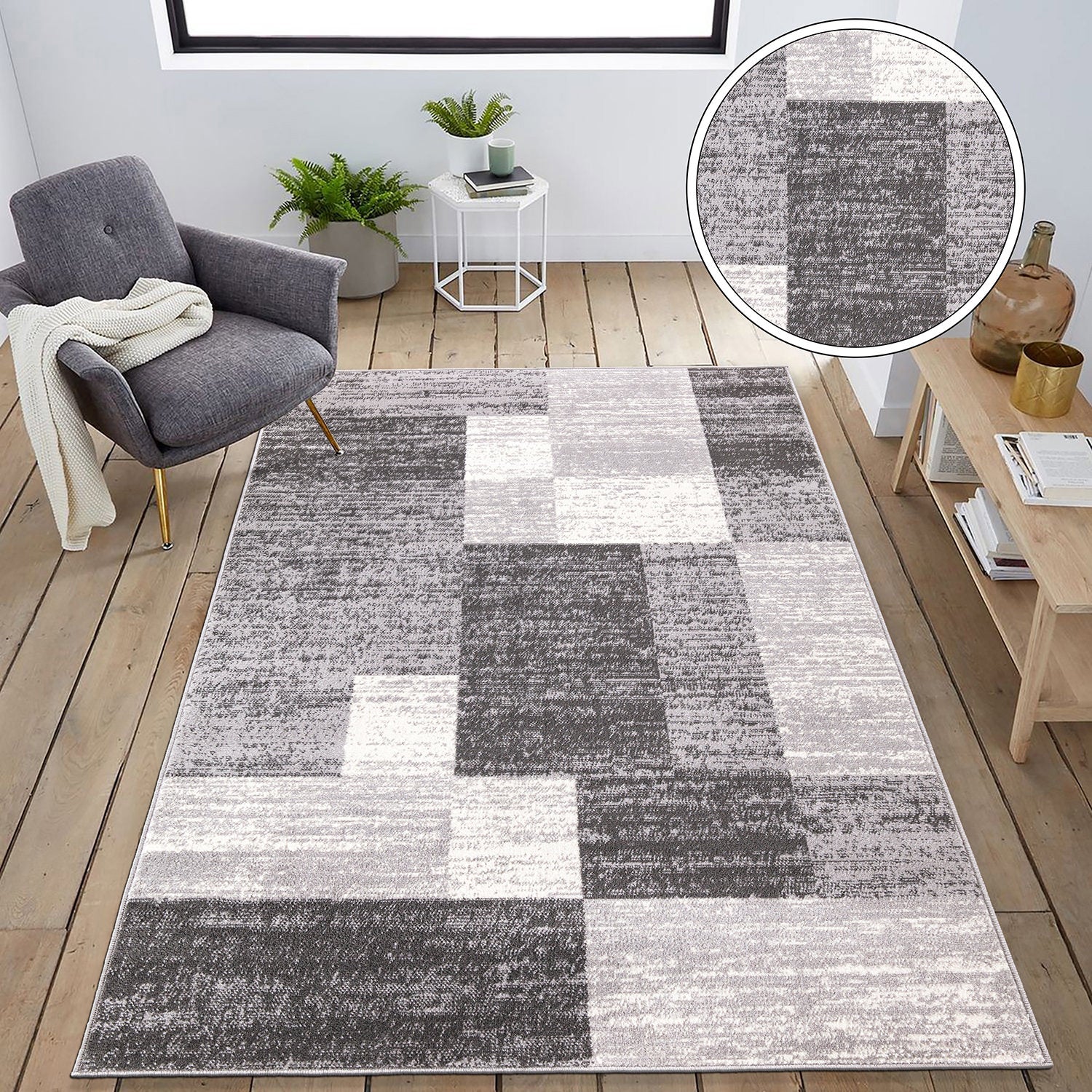 Modern Geometric Boxes Area Rug