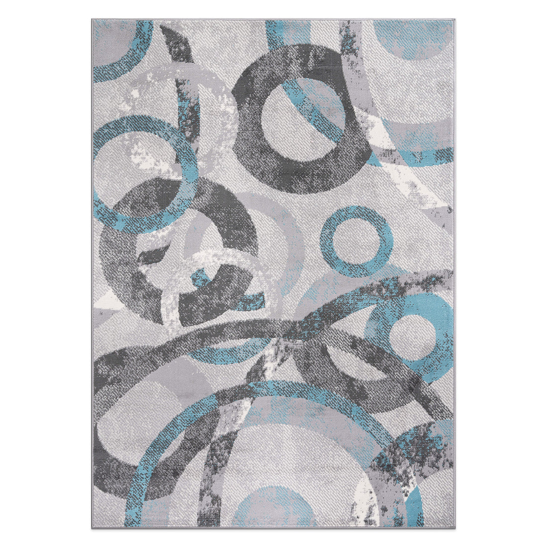 Distressed Modern Circles Stain Resistant Soft Area Rug