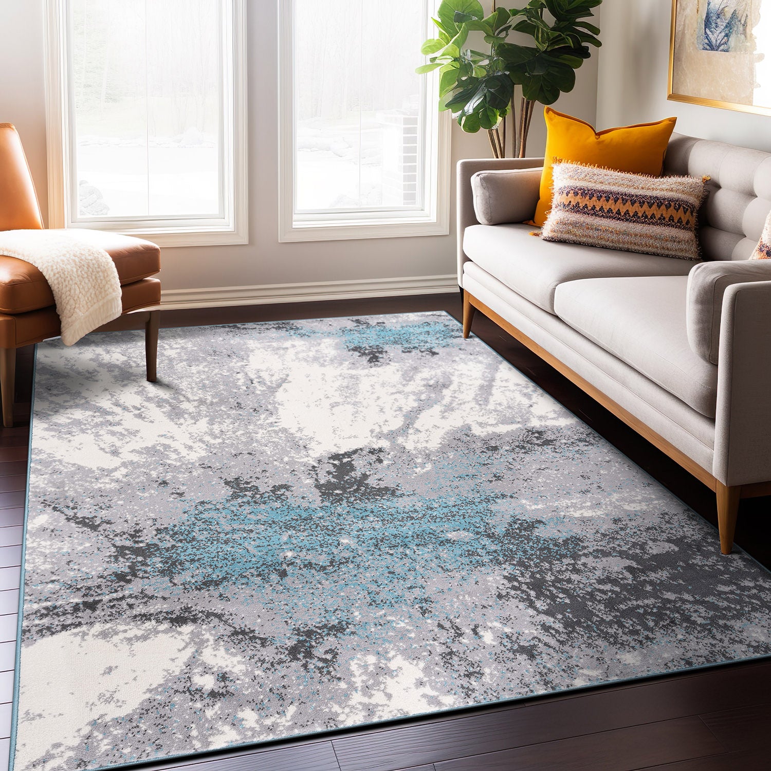 Modern Abstract Stain Resistant Soft Area Rug