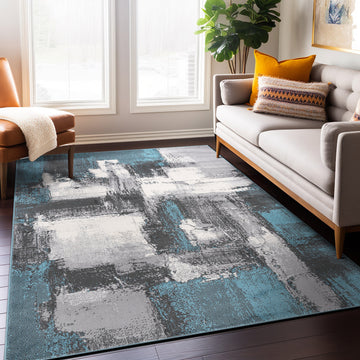 Contemporary Abstract Stain Resistant Soft Area Rug