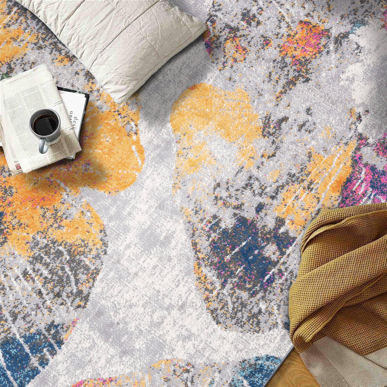 Contemporary Floral Stain Resistant Soft Area Rug