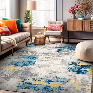 Distressed Abstract Pattern Area Rug