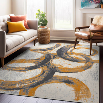 Contemporary Abstract Circles Area Rug