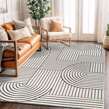 Contemporary Stripe Arch Design Area Rug - CREAM 7'10"x10'