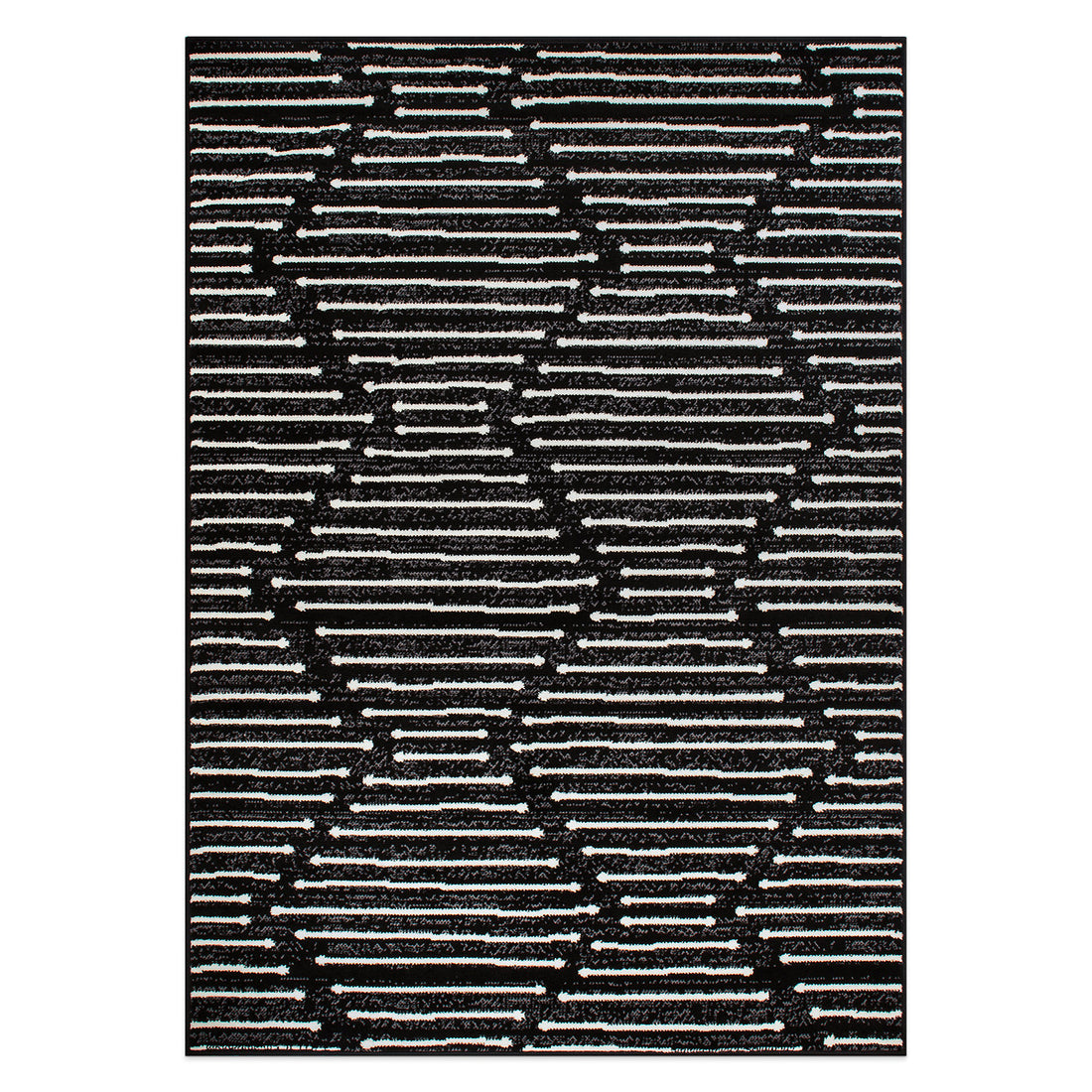 Boho Stripe Design Area Rug - BLACK 5'X7'