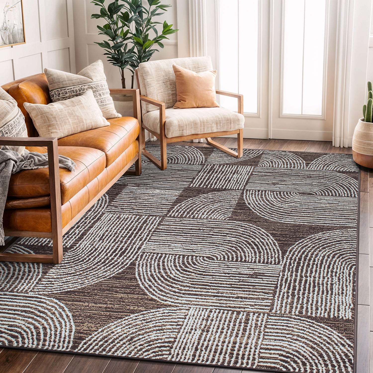 Geometric Arch Area Rug - BROWN 7'10"x10'