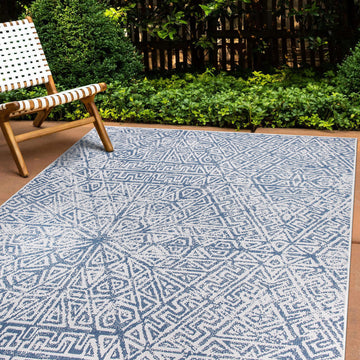 Contemporary Geometric Weather Resistant Reversible Indoor/Outdoor Area Rug