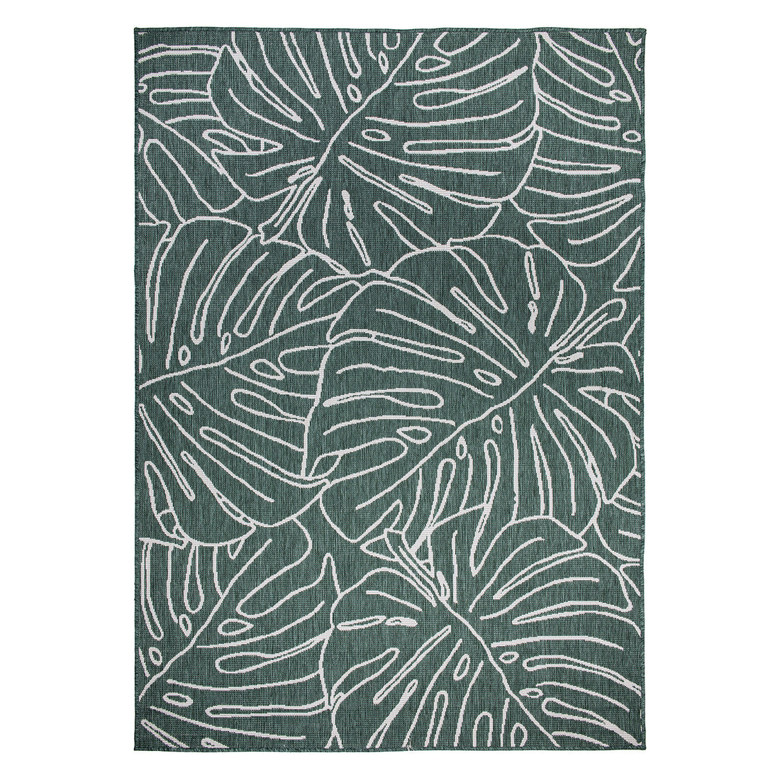 Contemporary Tropical Leaves Weather Resistant Reversible Indoor/Outdoor Area Rug