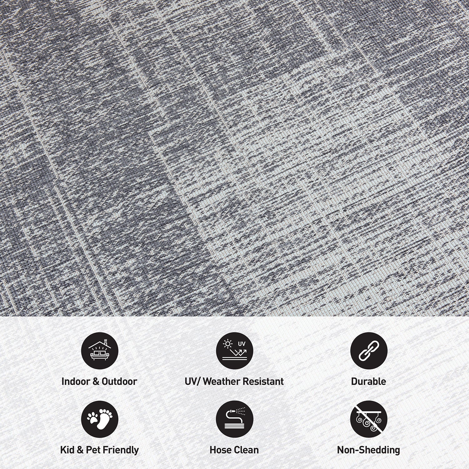 Contemporary Distressed Boxes Weather Resistant Reversible Indoor/Outdoor Area Rug