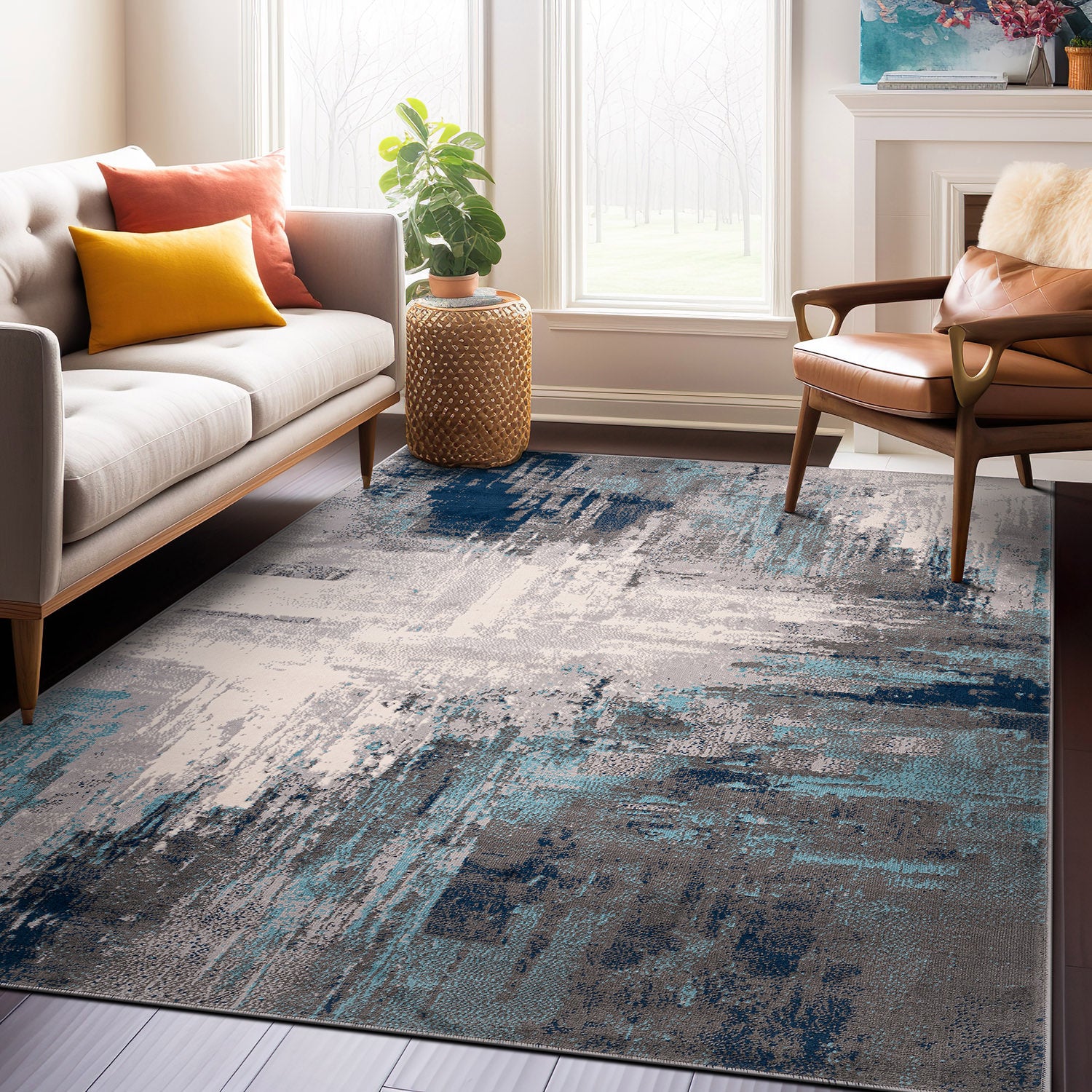 Bari Contemporary Abstract Art Area Rug