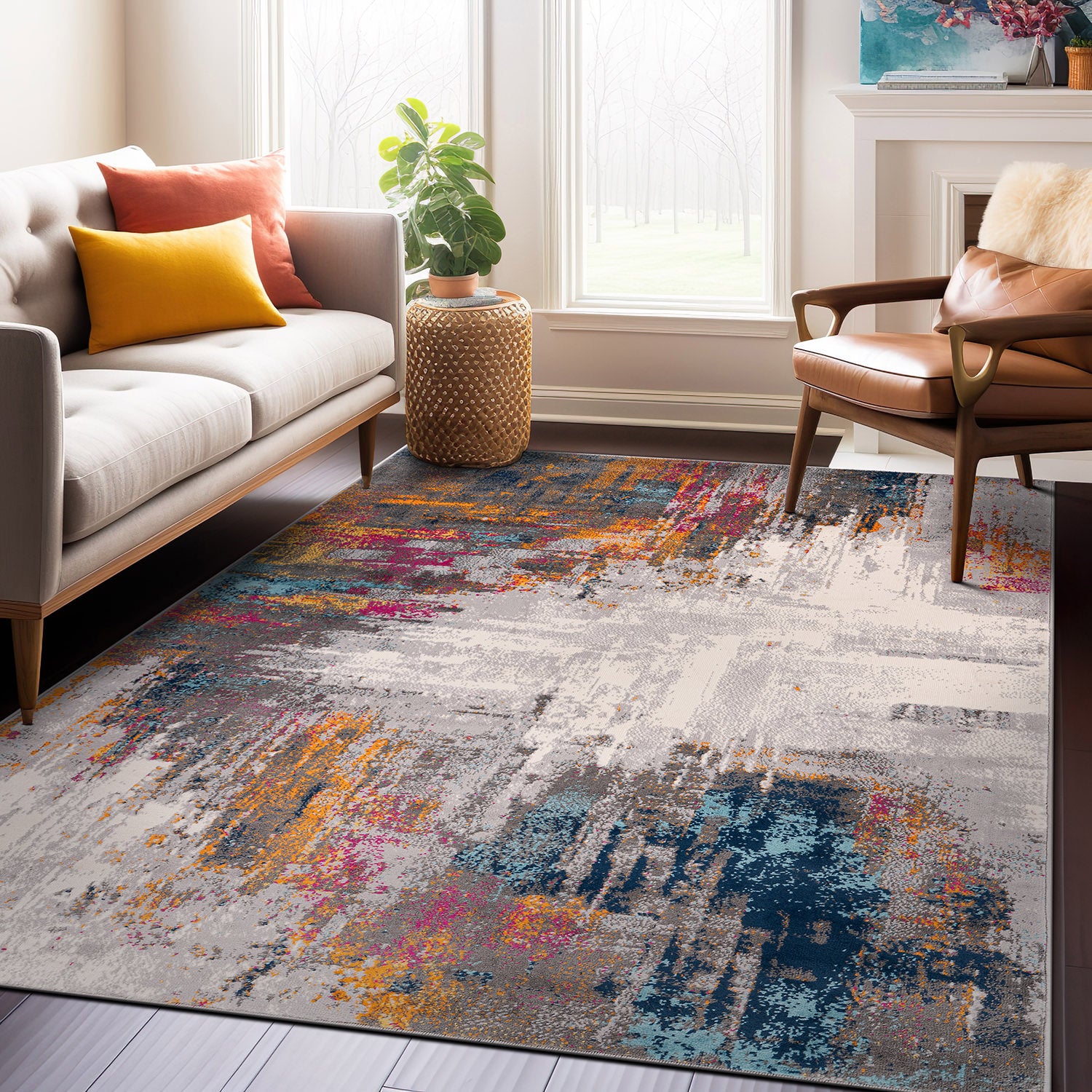 Bari Contemporary Abstract Art Area Rug