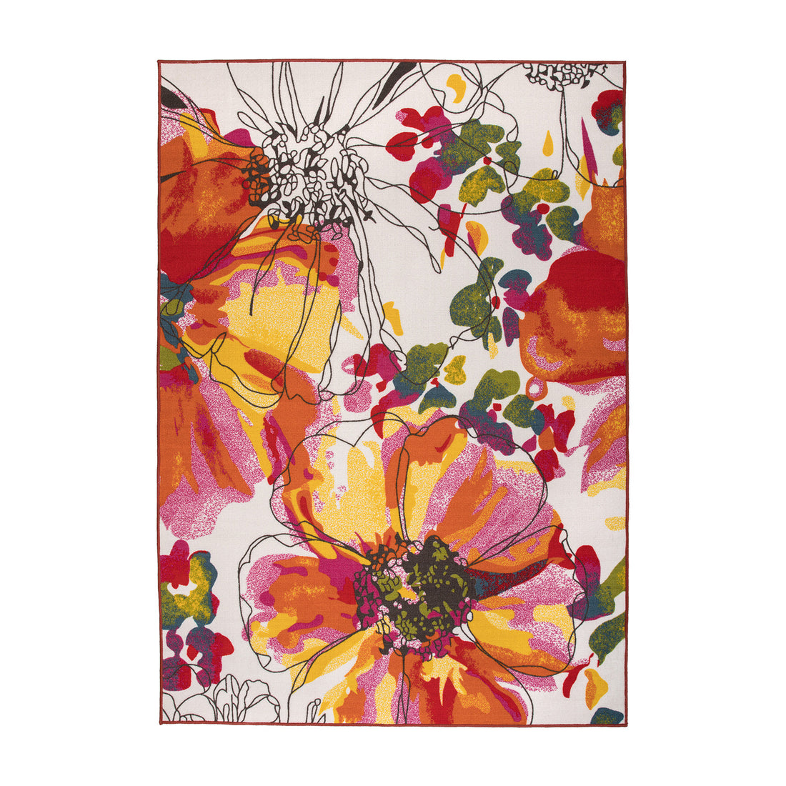 Modern Bright Flowers Non-Slip Area Rug