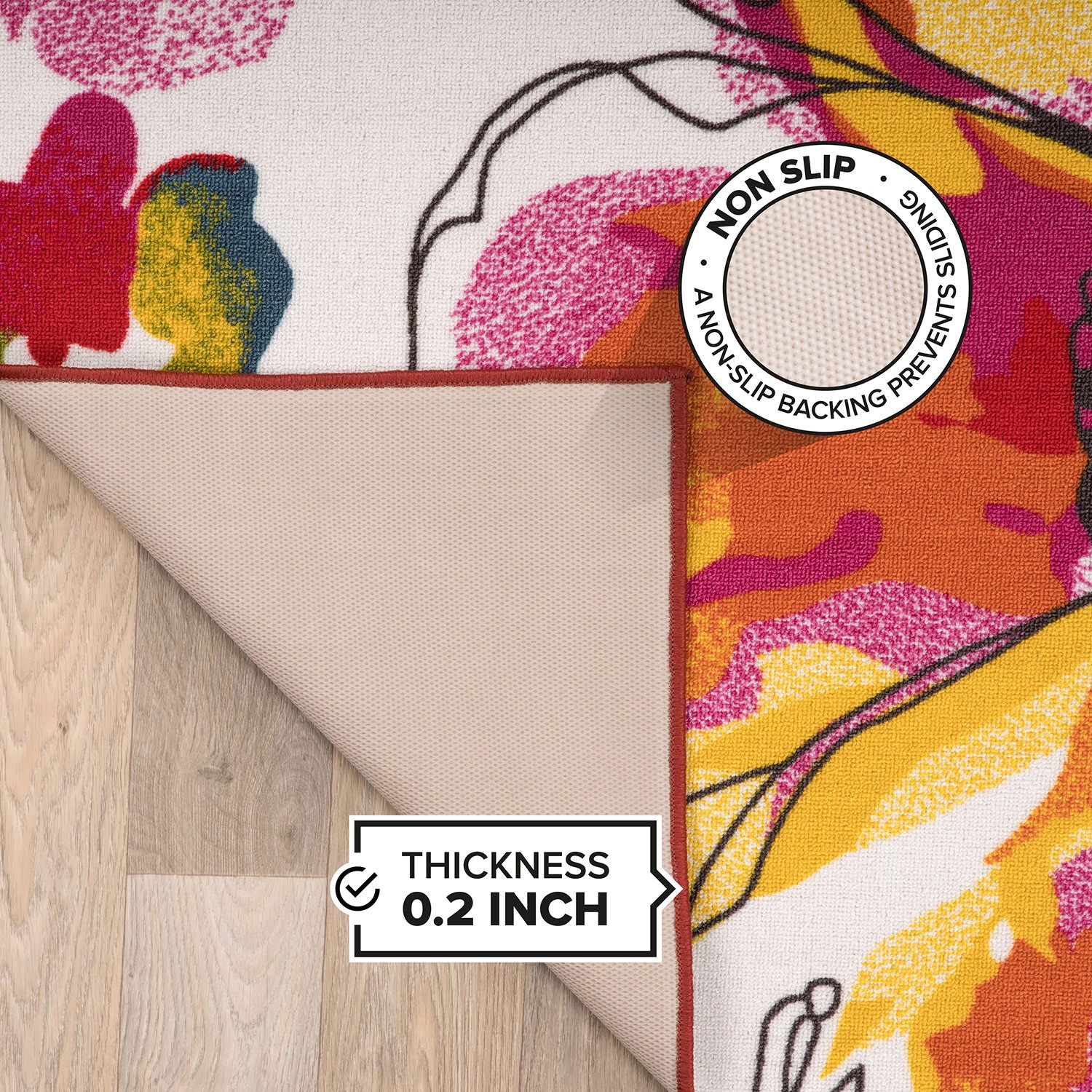 Modern Bright Flowers Non-Slip Area Rug