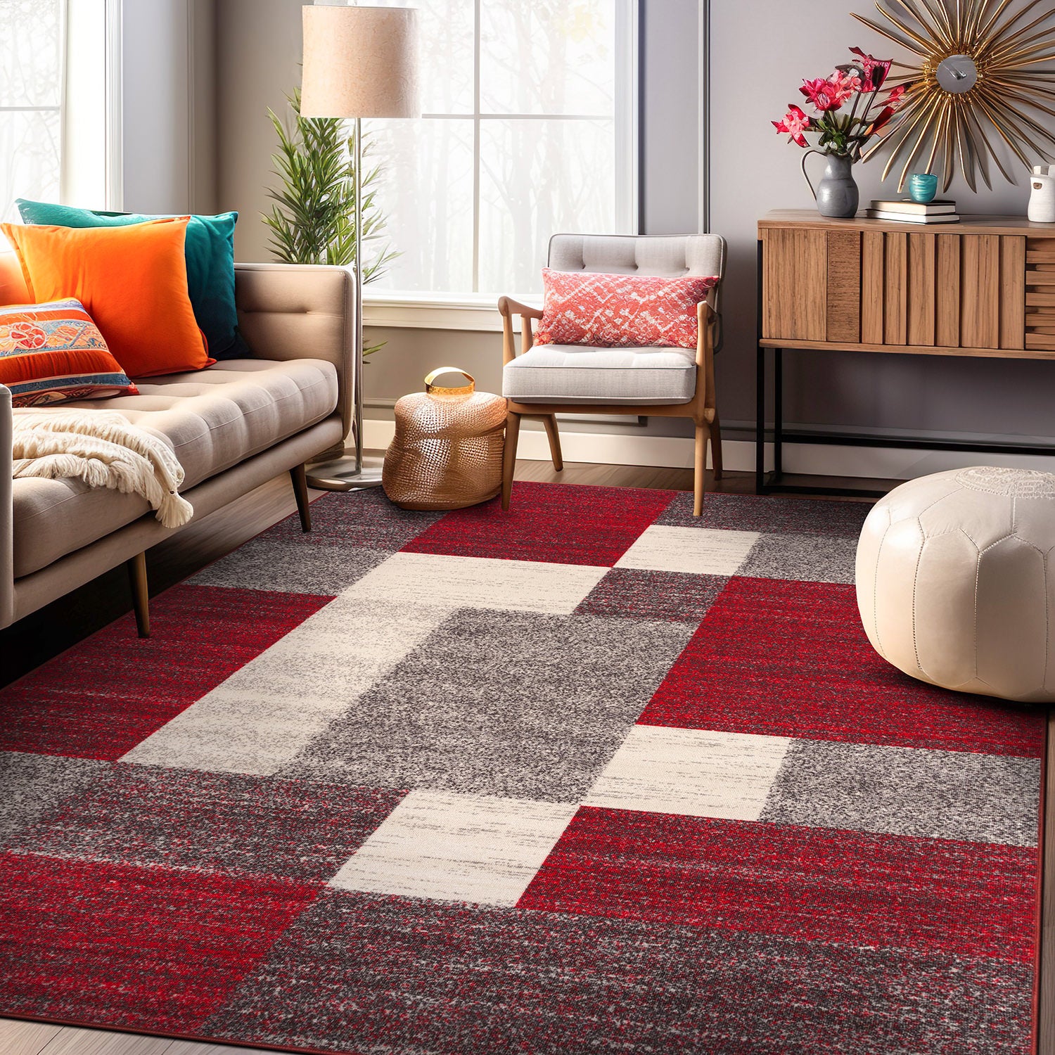 Modern Boxes Design Non-slip (Non-skid) Area Rug