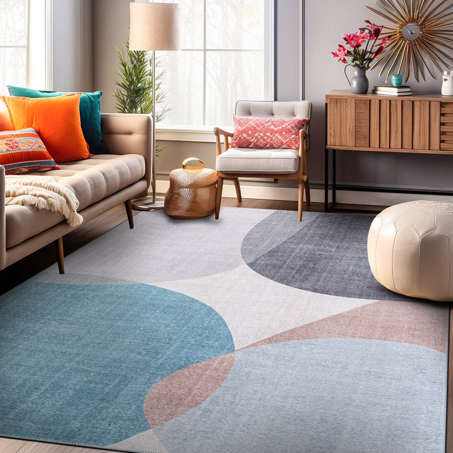 Contemporary Geometric Machine Washable Area Rug | WRGHOME