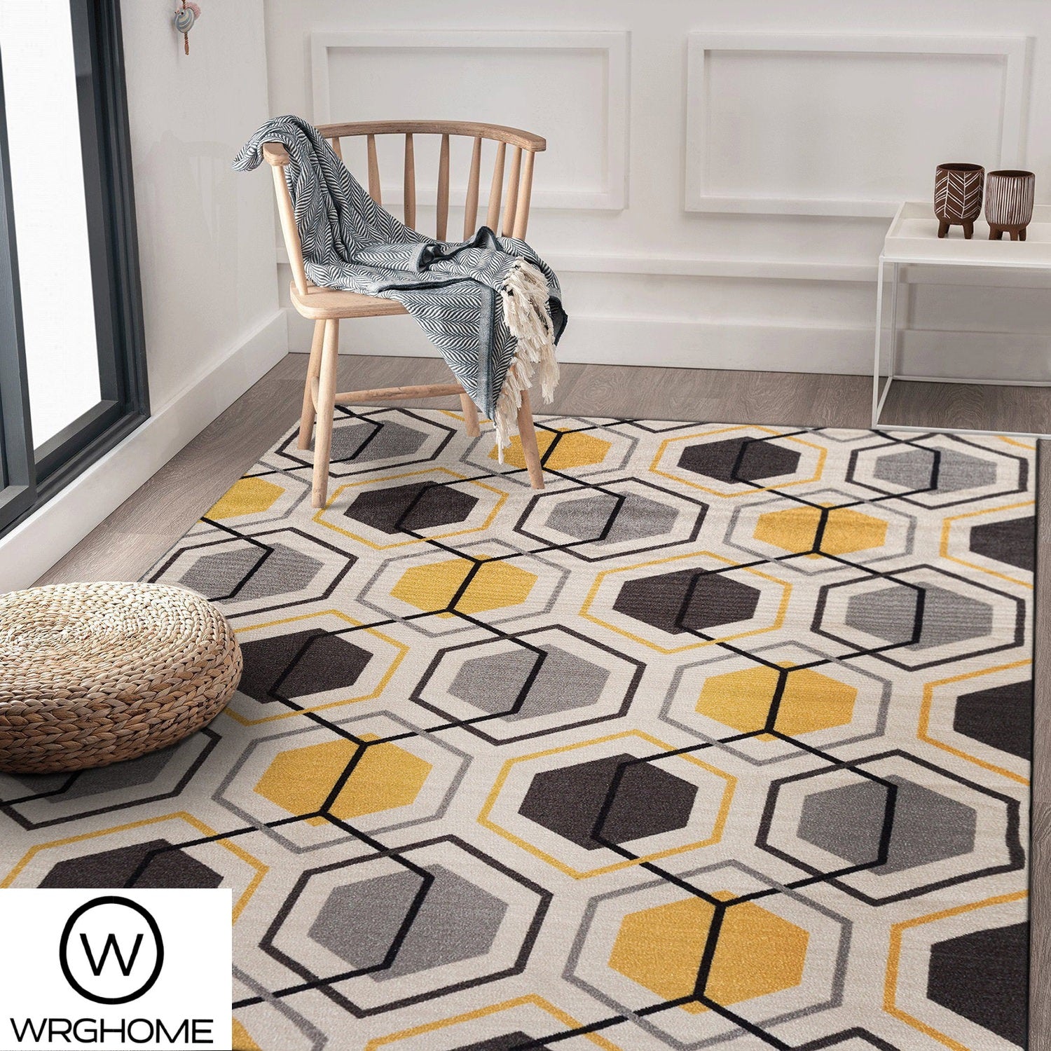 Contemporary Geometric Stripe Non-Slip (Non-skid) Area Rug