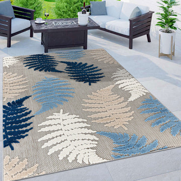 Seville Floral Leaves Indoor/Outdoor Area Rug