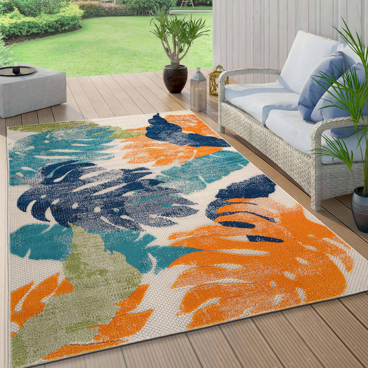 World Rug Gallery Tropical Floral Indoor/Outdoor Area Rug - Multi 5' x 7