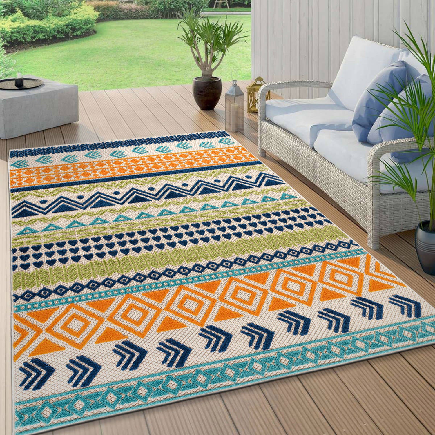 Ronda Contemporary Bohemian Indoor/Outdoor Area Rug - Multi – Indoor ...