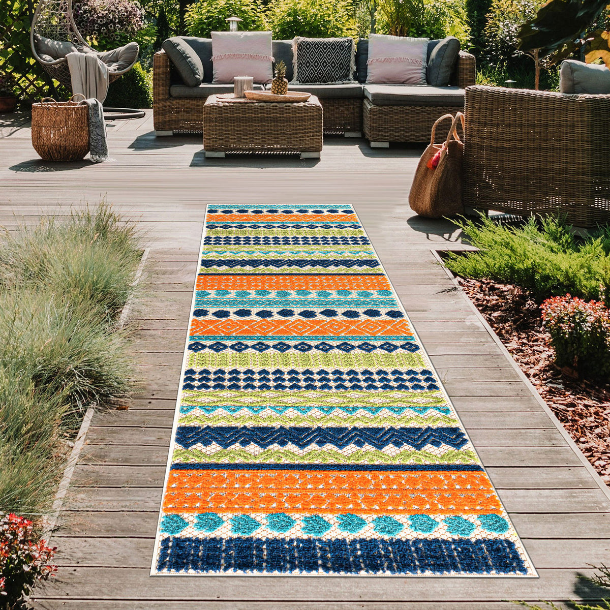 Ronda Contemporary Bohemian Indoor/Outdoor Area Rug - Multi – Indoor ...