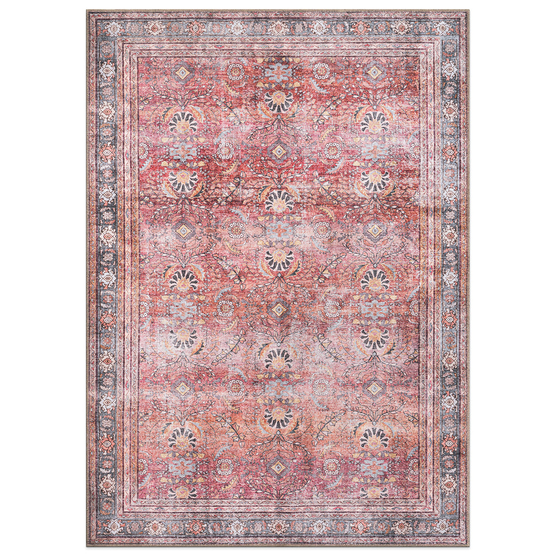 Vintage Inspired Machine Washable Non Slip Area Rug