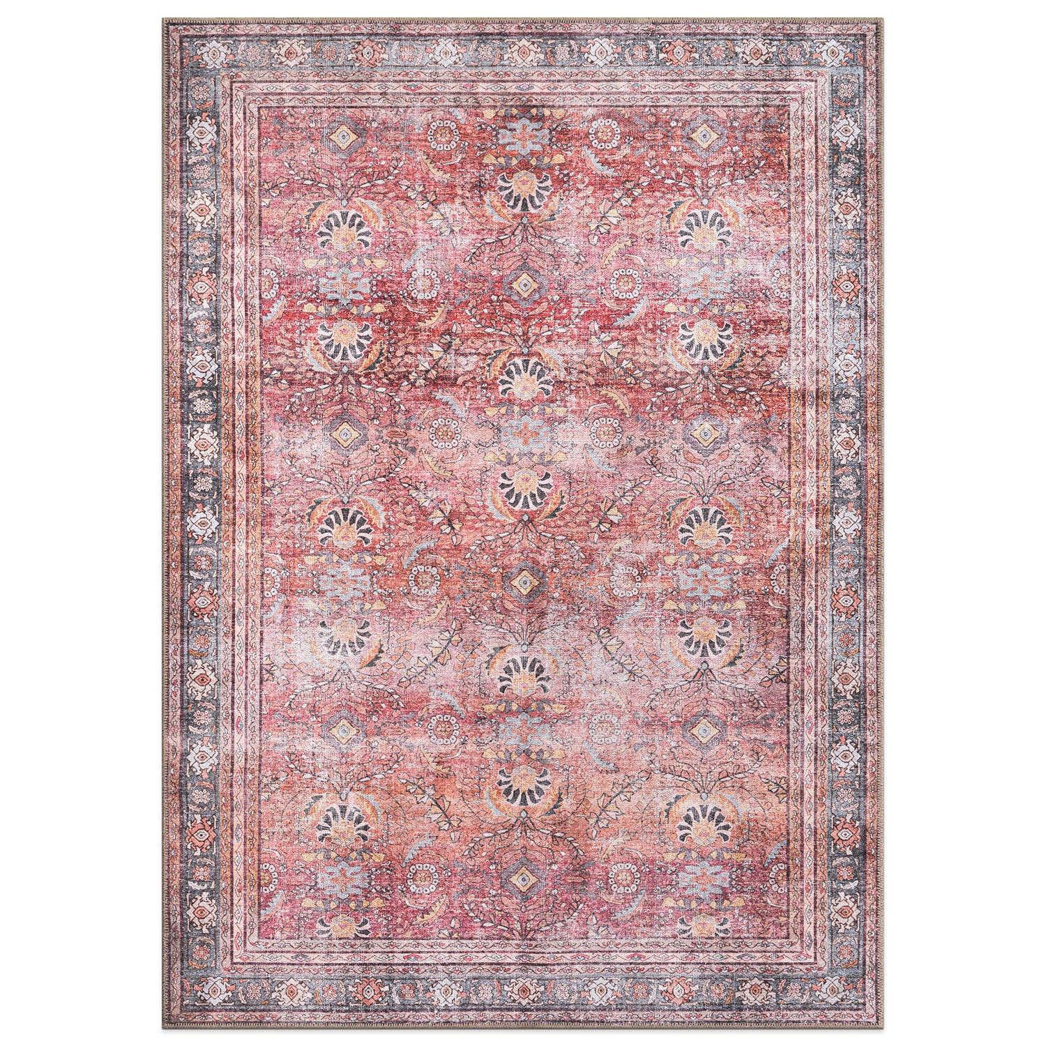 Vintage Inspired Machine Washable Non Slip Area Rug