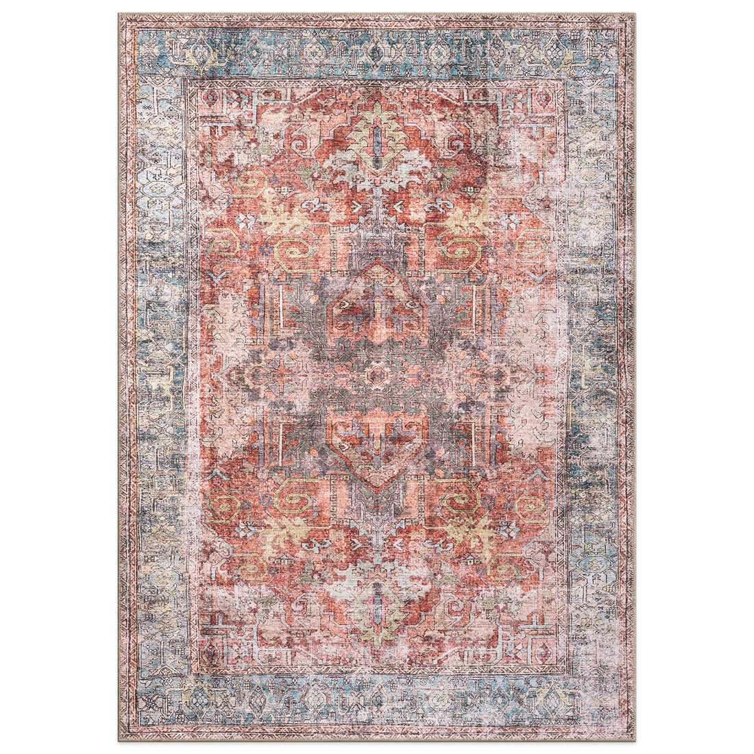 Vintage Inspired Distressed Machine Washable Area Rug