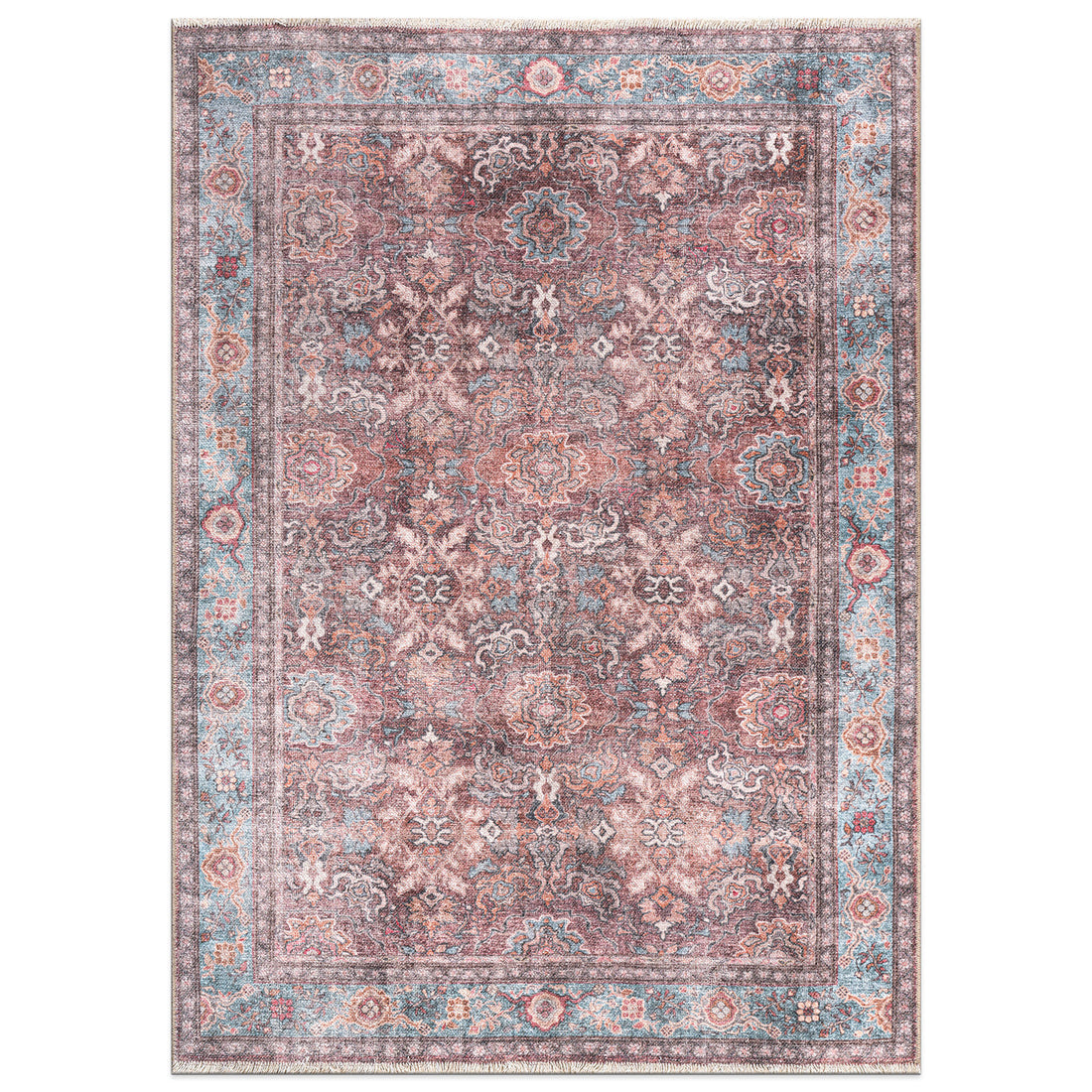 Transitional Distressed Vintage Machine Washable Area Rug