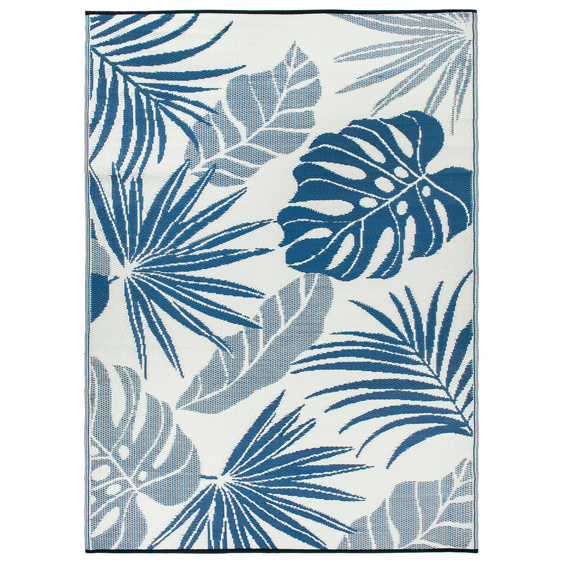 Tropical Floral Leaf Reversible Recycled Plastic Outdoor Rugs