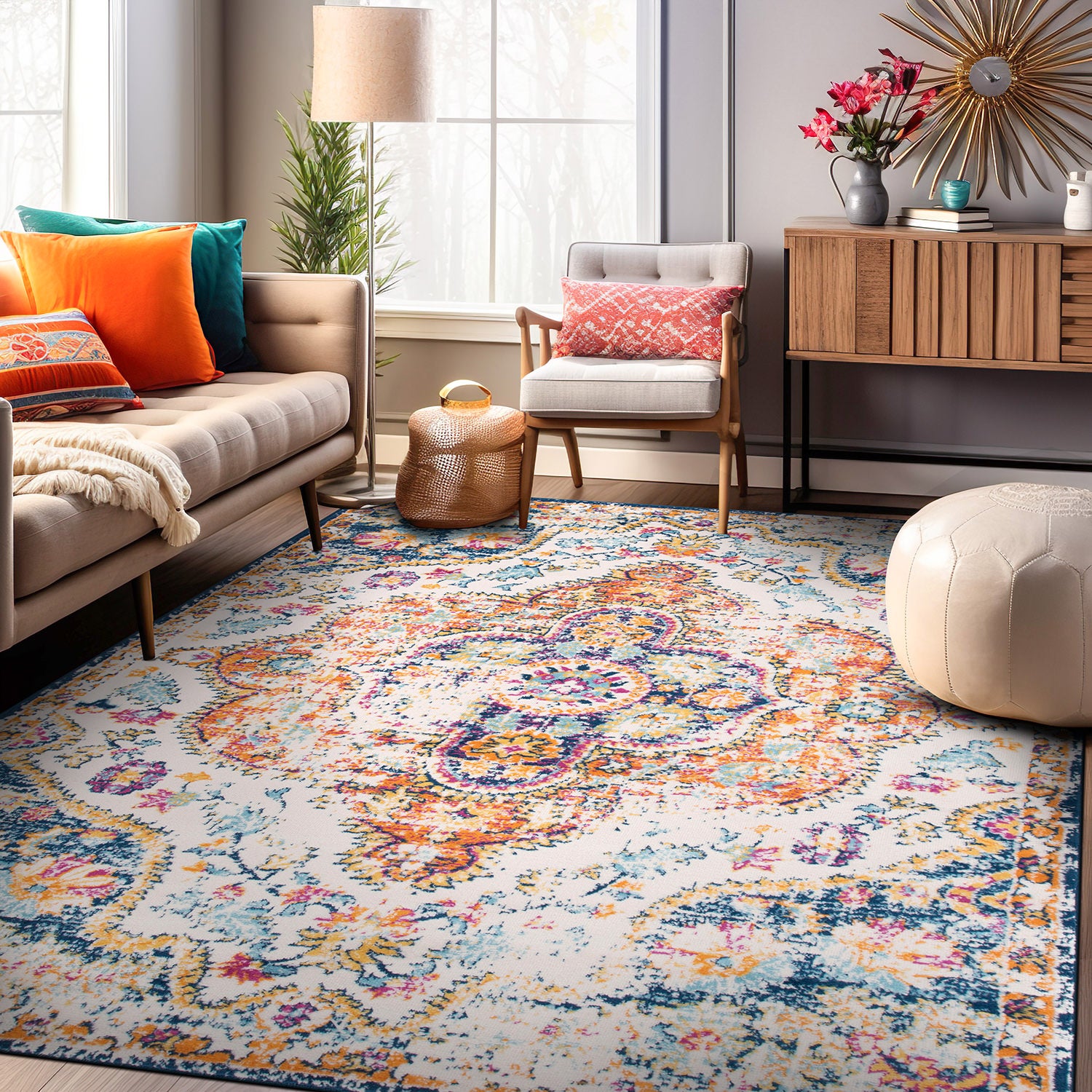 Distressed Vintage Bohemian Area Rug