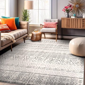 Geometric Distressed Bohemian Area Rug