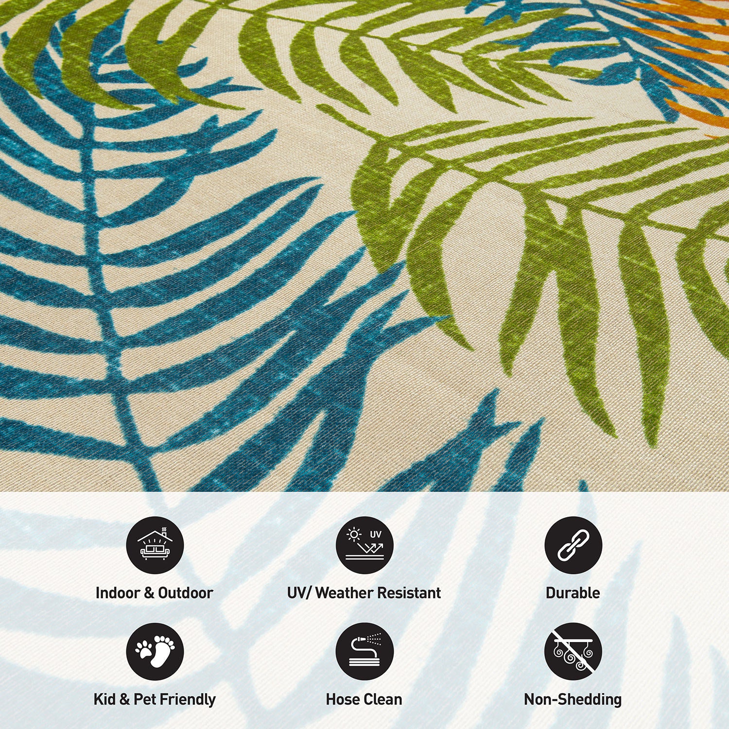 Floral Leaves Flatweave Indoor/Outdoor Area Rug