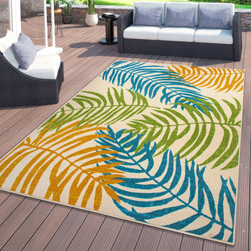 Floral Leaves Flatweave Indoor/Outdoor Area Rug