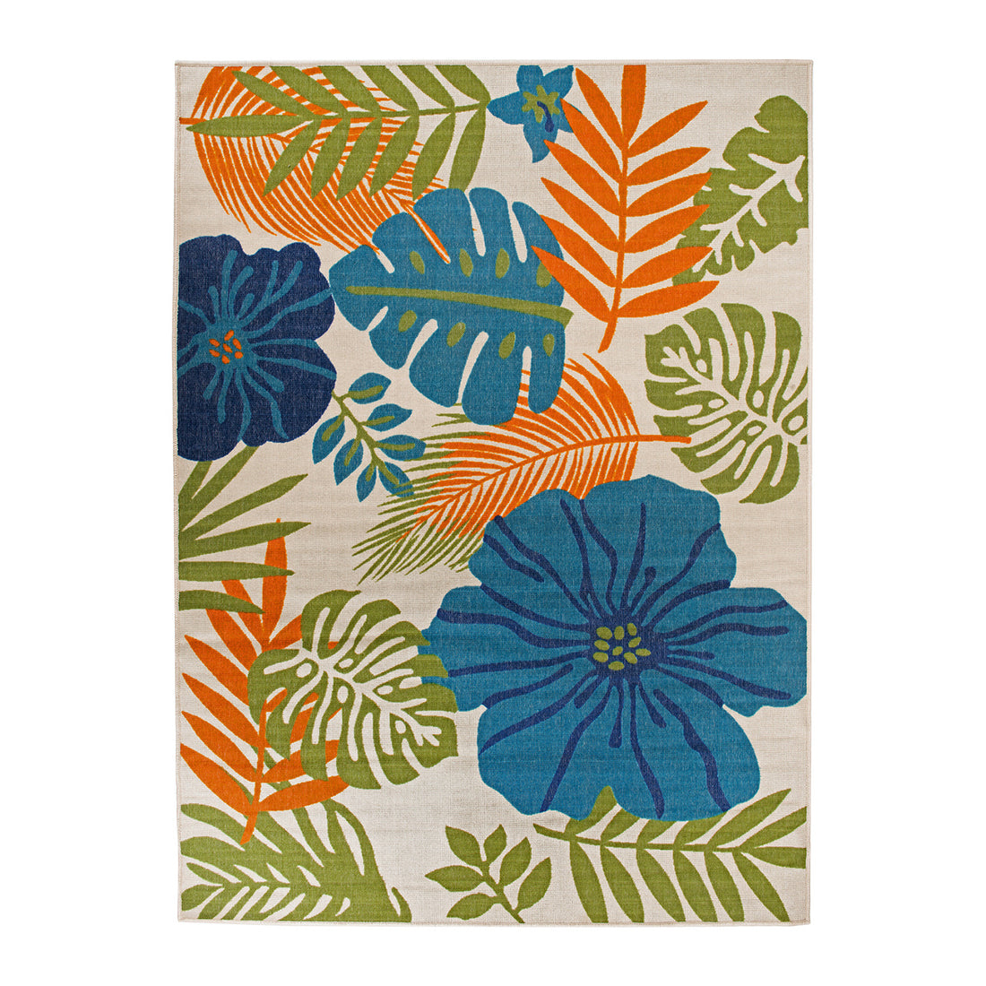 Tropical Floral Leaves Indoor/Outdoor Area Rug