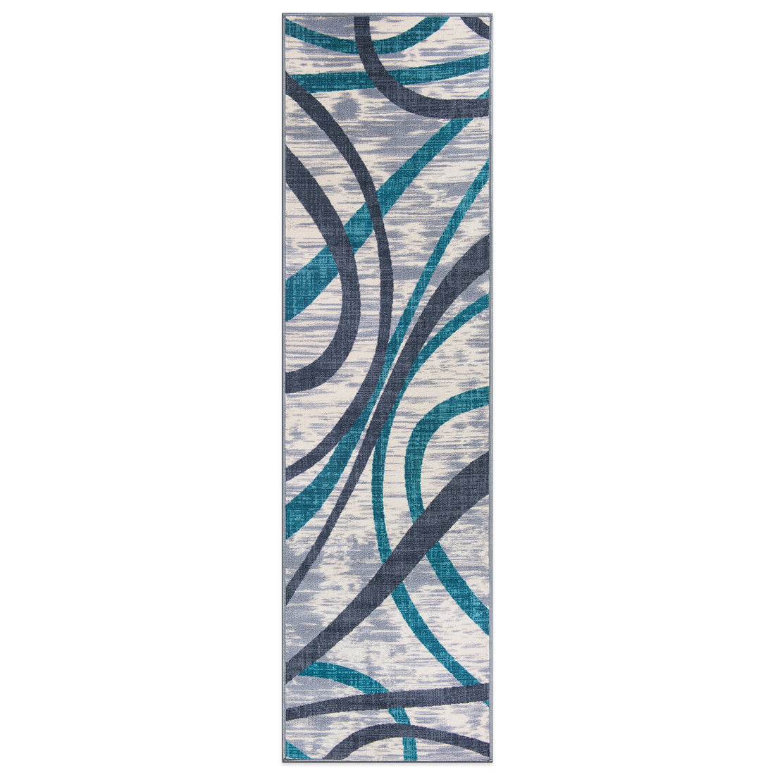 Contemporary Distressed Abstract Lines Non Slip Area Rug - BLUE 2'x7'