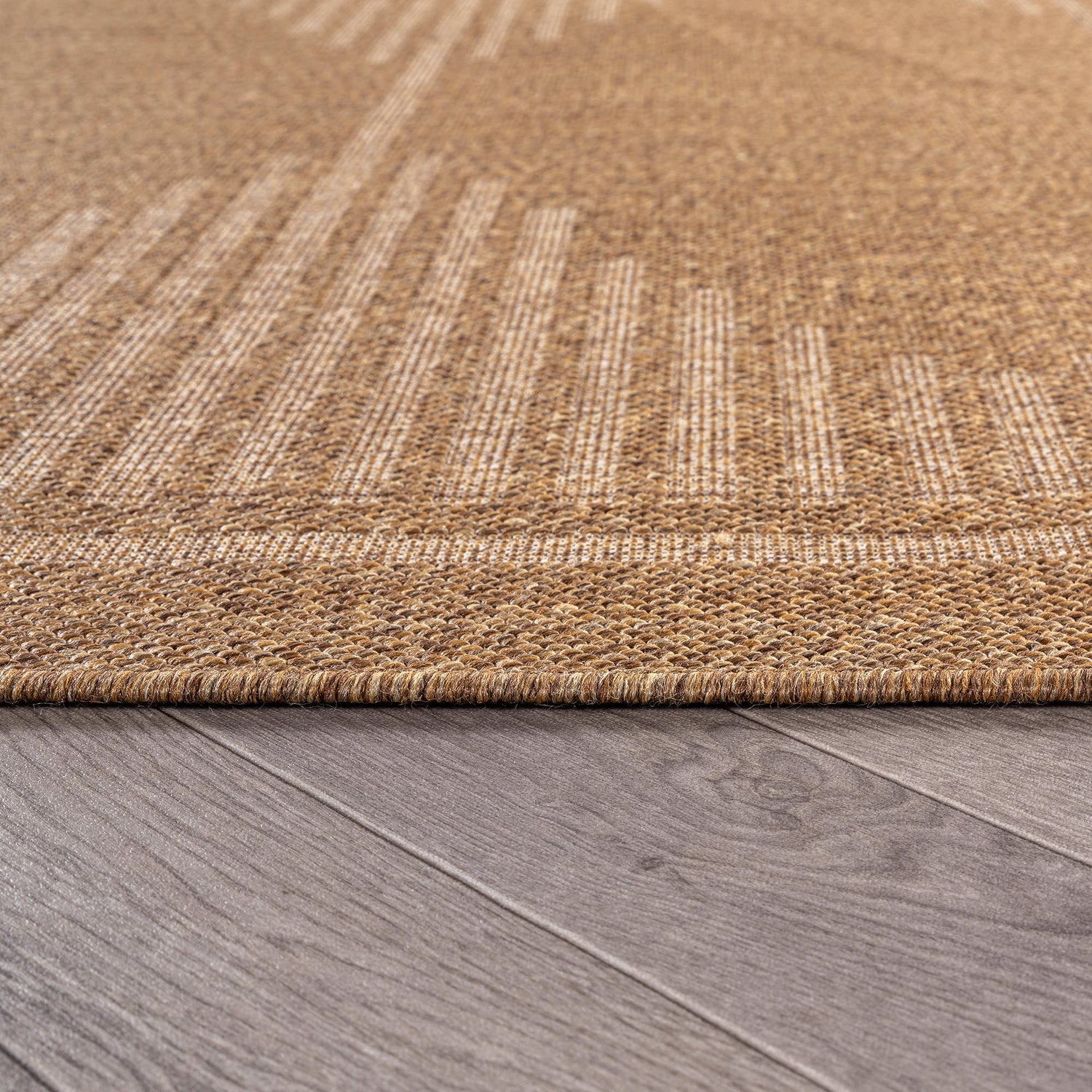 World Rug Gallery Geometric Indoor/Outdoor Flat Woven Area Rug - Natural Jute-Style, Easy-Care Patio Rug for Backyard Porch Deck Balcony - Dark Gray/Natural - DARKGRAY